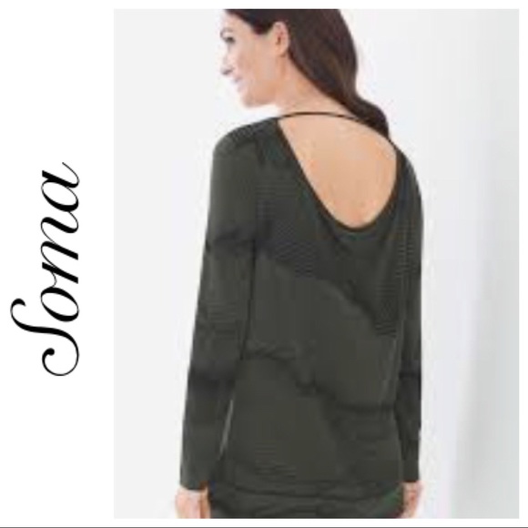 SOMA SCOOP BACK FRENCH TERRY LONG SLEEVE TOP MEDIUM NWT - Picture 2 of 8
